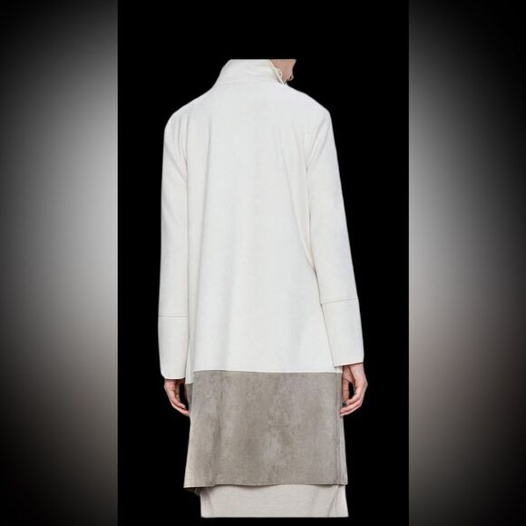 Zara Cream/Tan Vegan Leather Suede Car Coat BNWT Size S - Picture 2 of 11